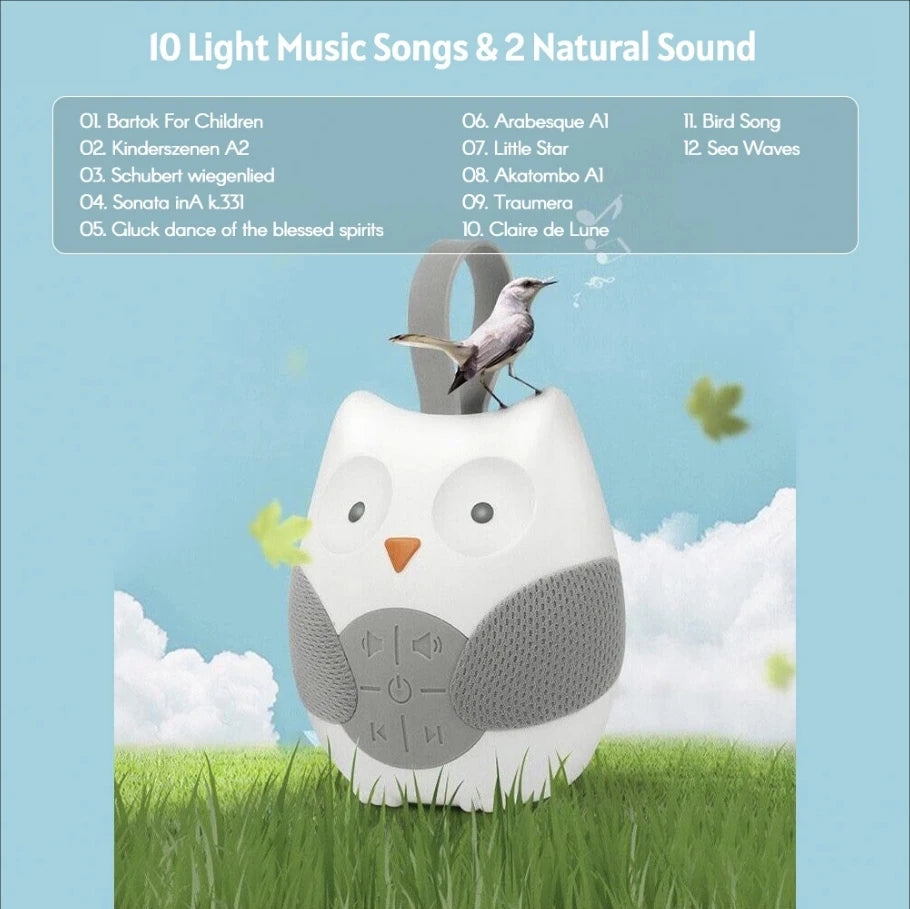 Portable Owl White Noise Machine Baby Soothing Soothing Sleep Aid Device Compact Baby Music Sleep Device Music Player