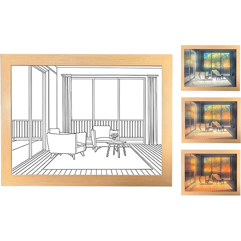 Veilleuses Bebe Autumn Day / CHINA 00 Decorative Led Light Painting USB Plug Dimming Wall Artwork Table Lamp Gift Indoor Sunlight Window Wooden Photo Night Luminous