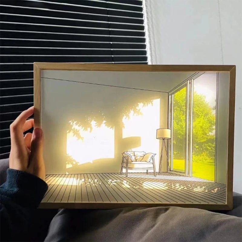 Veilleuses Bebe 00 Decorative Led Light Painting USB Plug Dimming Wall Artwork Table Lamp Gift Indoor Sunlight Window Wooden Photo Night Luminous