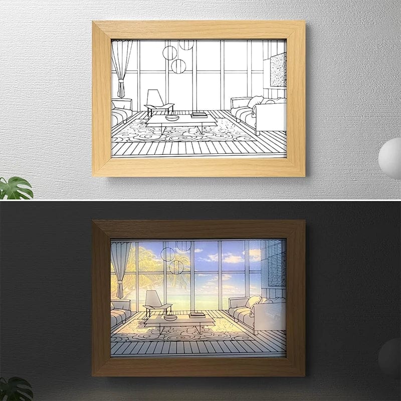 Veilleuses Bebe 00 Decorative Led Light Painting USB Plug Dimming Wall Artwork Table Lamp Gift Indoor Sunlight Window Wooden Photo Night Luminous