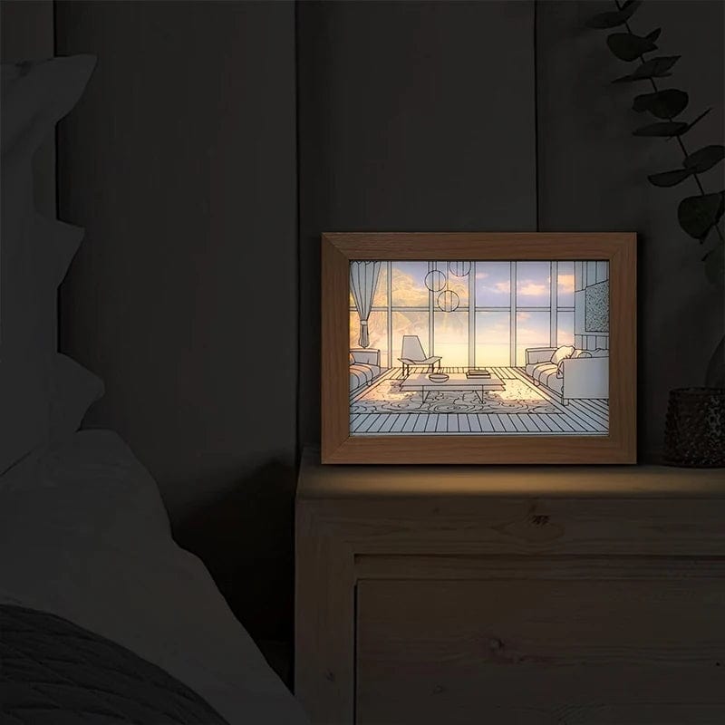 Veilleuses Bebe 00 Decorative Led Light Painting USB Plug Dimming Wall Artwork Table Lamp Gift Indoor Sunlight Window Wooden Photo Night Luminous
