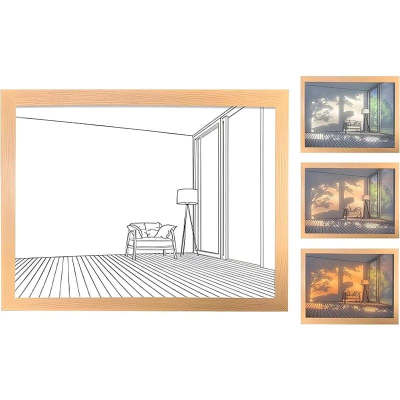 Veilleuses Bebe Empty Room / CHINA Decorative Led Light Painting USB Plug Dimming Wall Artwork Table Lamp Gift Indoor Sunlight Window Wooden Photo Night Luminous